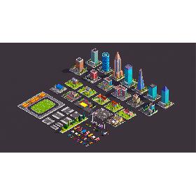 3D model Polygonia City Buildings Cars and Elements Pack